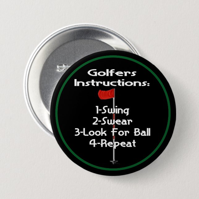 Golfers Instructions Humor Knapp (Framsida & baksida)