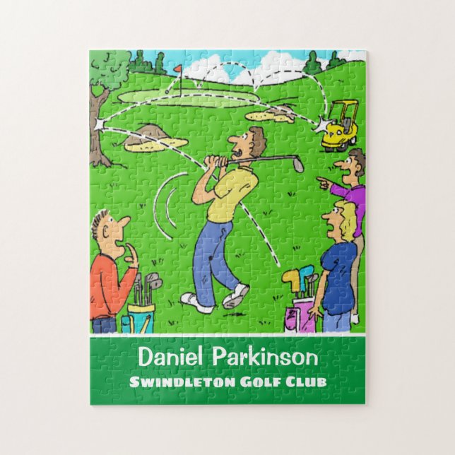 Golfer's Lucky Golf Shot Tecknad Pussel (Vertikal)