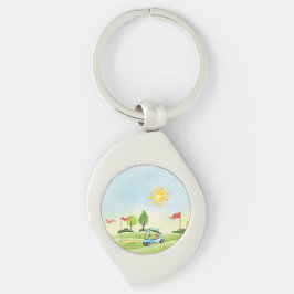 Golfer's Metall Keychain Swirl Silverfärgad Nyckelring