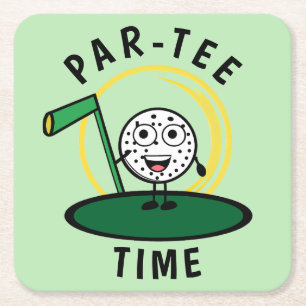 Golfers Par-Tee Time Underlägg Papper Kvadrat