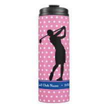Golfer's Rosa Polka Dot Thermal Vattenflaska