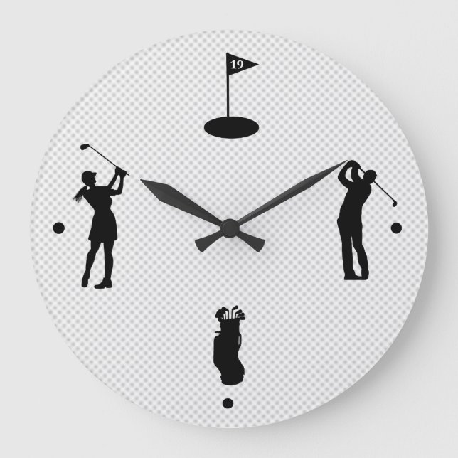 Golfers Silhouettes Wall Clock Stor Klocka (Framsida)