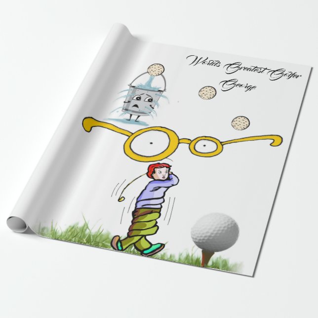 Golfers Wrapping Papper, Worlds Greatest Golfer Presentpapper (Utrullad)
