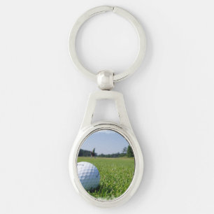 Golffarled Ovalt Silverfärgad Nyckelring