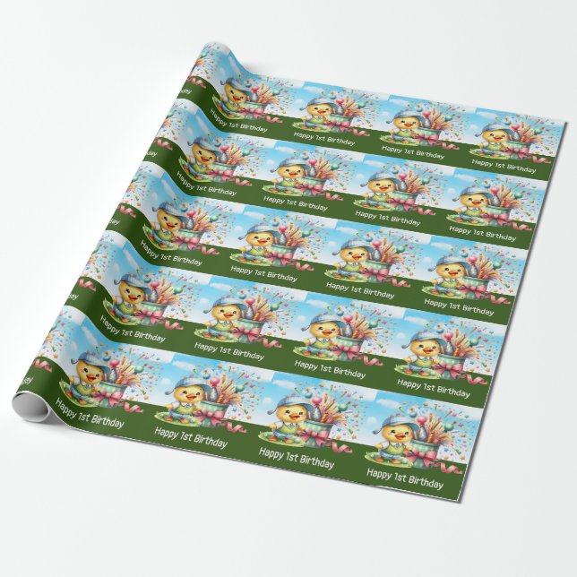 Golffödelsedag ett år gammalt golfer med nummer presentpapper (Utrullad)