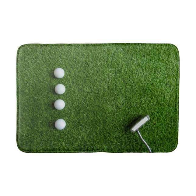 Golfgrön gräs med golfbollar badrumsmatta (Framsidan)