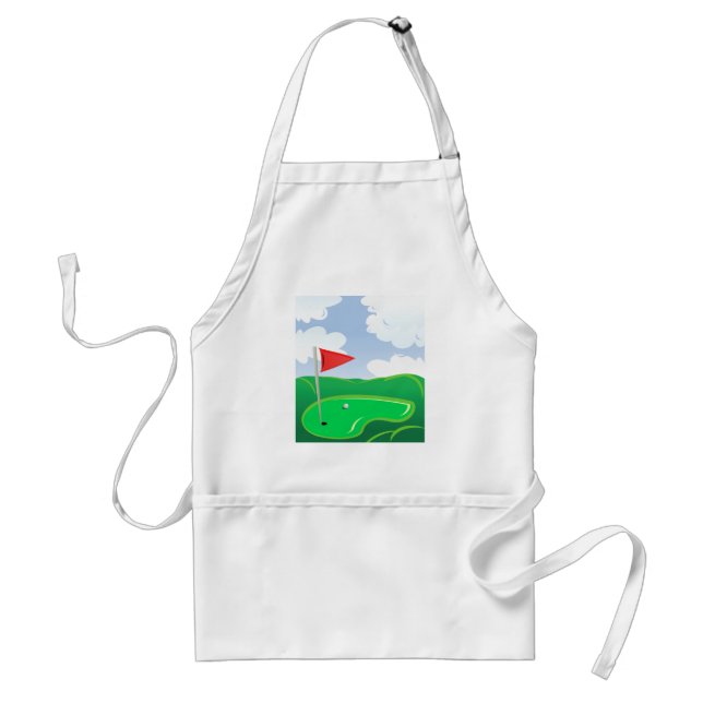 Golfgrönt med röd flagga och boll förkläde (Framsidan)
