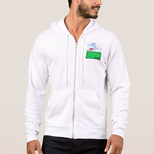 Golfgrönt med röd flagga och boll t shirt (Framsida)