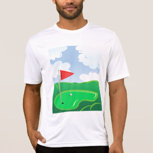 Golfgrönt med röd flagga och boll t shirt