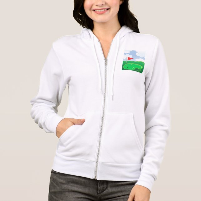 Golfgrönt med röd flagga och boll t shirt (Framsida)