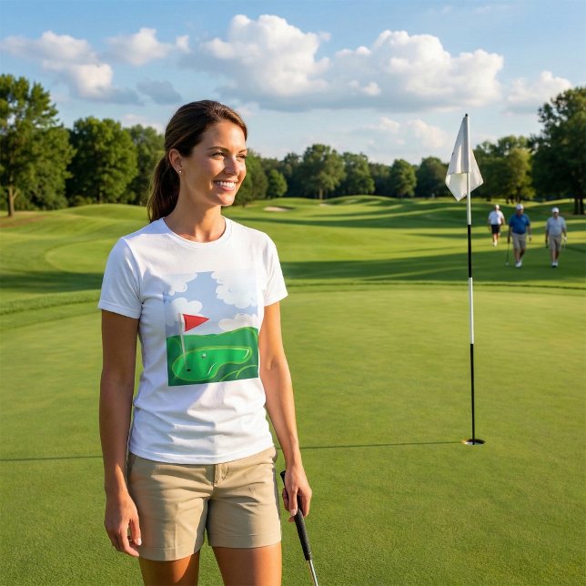 Golfgrönt med röd flagga och boll t shirt (Skapare uppladdad)