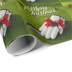 Golfhandske Jul tema på grön gräs Presentpapper