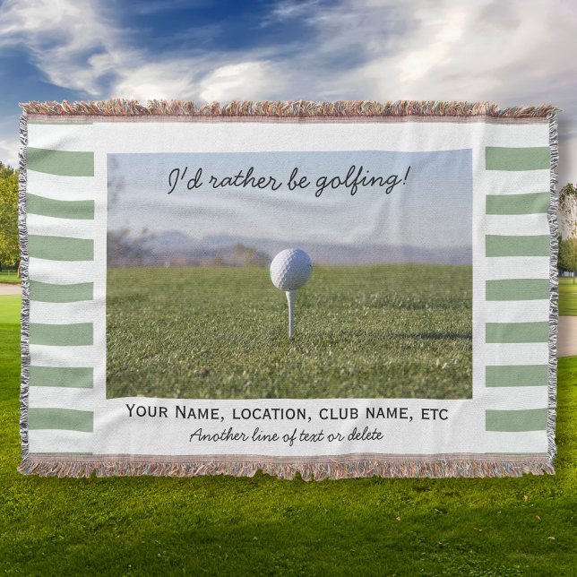 Golfing Anpassningsbar Golf Photo Grönt Stripe Mysfilt (Skapare uppladdad)