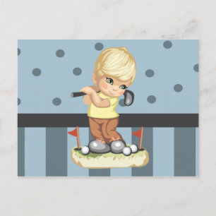 Golfing Boy Postcard Vykort
