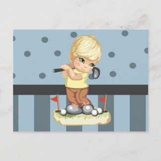 Golfing Boy Postcard Vykort