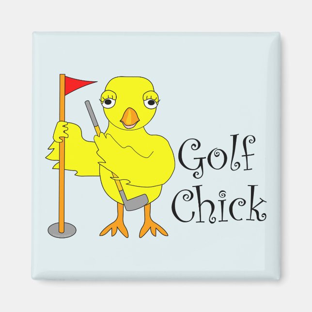 Golfing Chick Text Magnet (Framsidan)