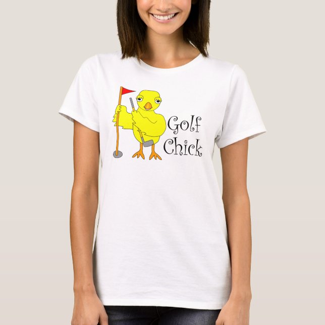 Golfing Chick Text T Shirt (Framsida)