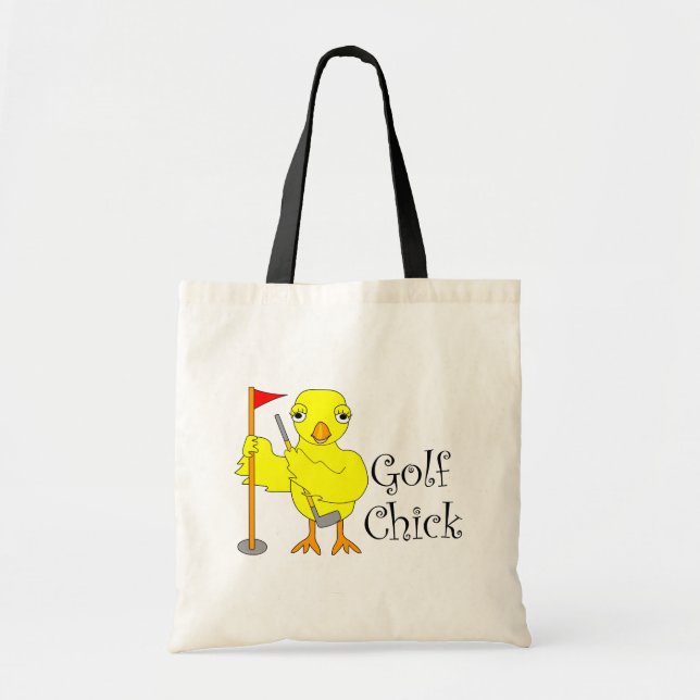 Golfing Chick Text Tygkasse (Framsidan)
