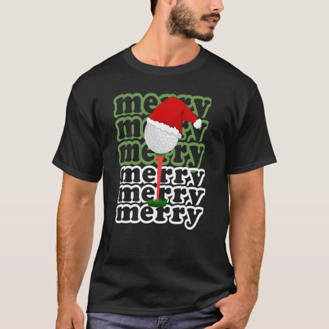 Golfing Christmas Holiday Golf Ball T Shirt (Framsida)