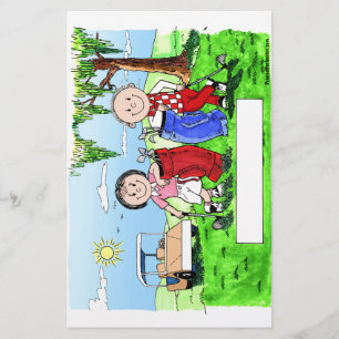 Golfing Couple - Personlig Tecknad Brevpapper