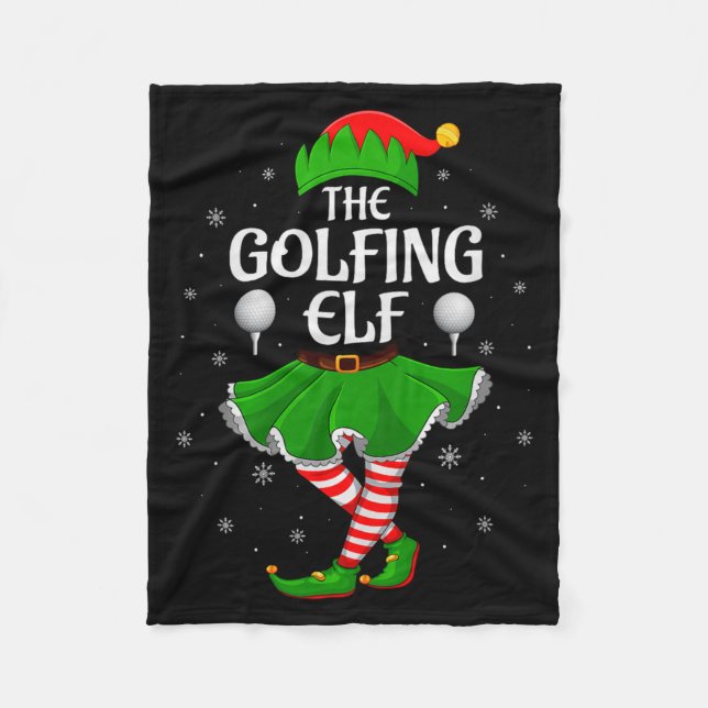 Golfing Elf Christmas Family Girls Women Elf Squad Fleecefilt (Framsidan)