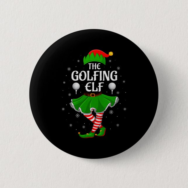 Golfing Elf Christmas Family Girls Women Elf Squad Knapp (Framsida)