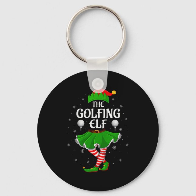 Golfing Elf Christmas Family Girls Women Elf Squad Nyckelring (Framsida)
