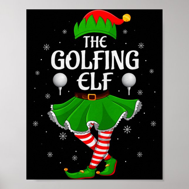 Golfing Elf Christmas Family Girls Women Elf Squad Poster (Framsidan)