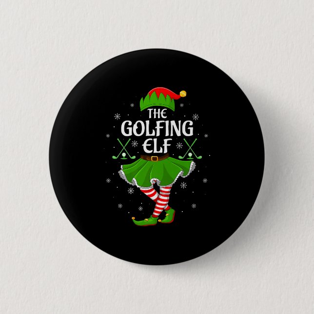 Golfing Elf Christmas Girls Women Elf Squad Xmas F Knapp (Framsida)