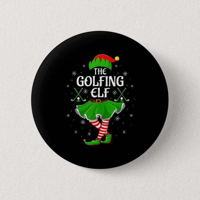 Golfing Elf Christmas Girls Women Elf Squad Xmas F Knapp (Framsida)