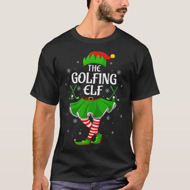 Golfing Elf Christmas Girls Women Elf Squad Xmas F T Shirt (Framsida)