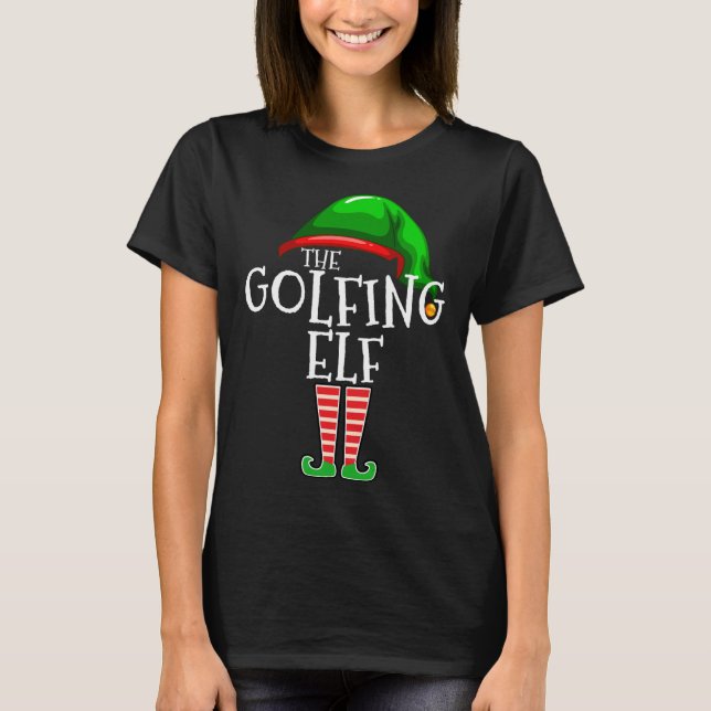 Golfing Elf-familjen - matchande julklapp Golf Da T Shirt (Framsida)