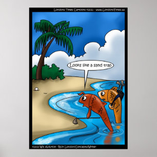 Golfing Fish Funny Poster utskrifter