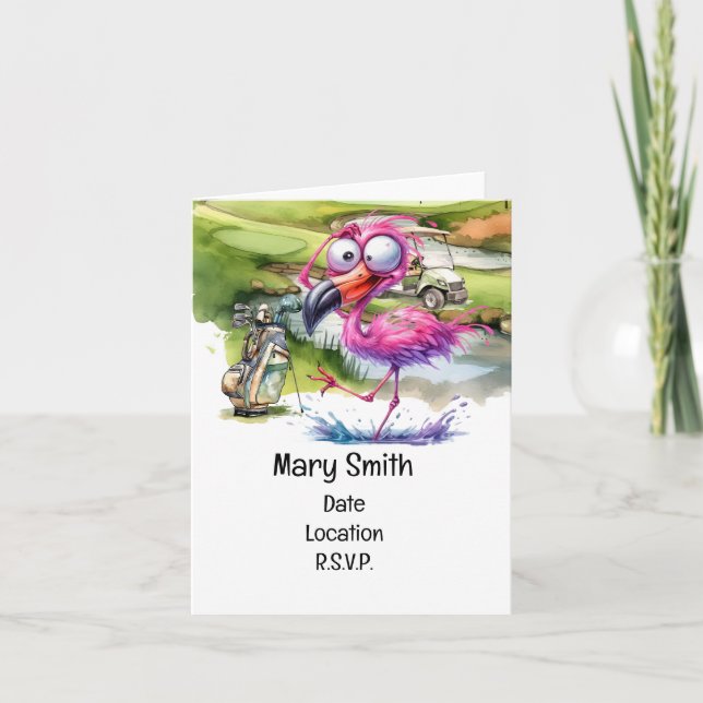 Golfing Flamingo Unite: A Birthday golf party Inbjudan (Framsida)