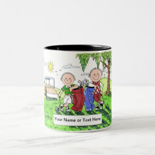 Golfing Friends - Tecknaden Male & Male Två-Tonad Mugg