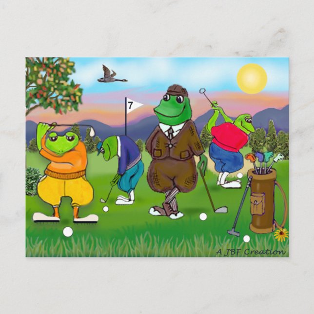 Golfing Frogs - Tournament Vykort (Framsida)