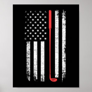 Golfing Gift för manar, American Flagga Golf Klubb Poster