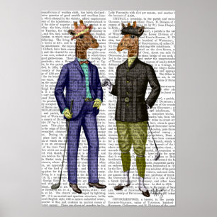 Golfing Giraffes Poster