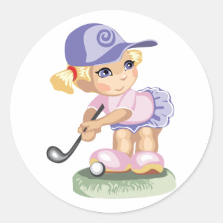 Golfing Girl Sticker Runt Klistermärke