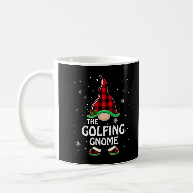 Golfing Gnome Buffalo Plaid Family Christmas Pajam Kaffemugg (Vänster)