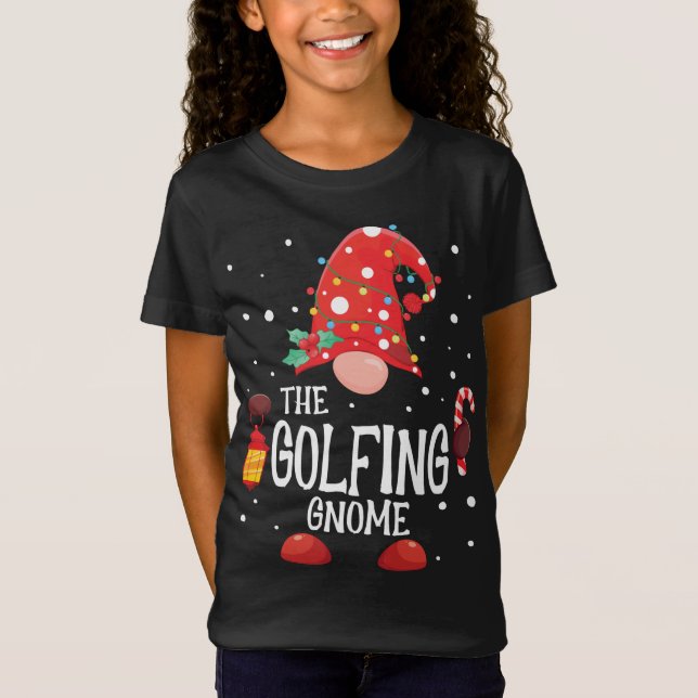 Golfing Gnome Matching Familjegul Gnome T Shirt (Framsida)