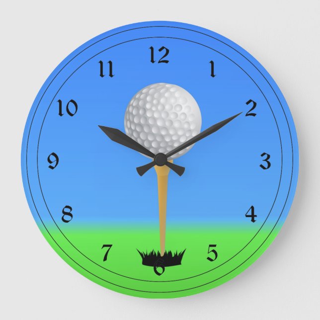 Golfing - Golf Boll på en Tee Stor Klocka (Framsida)