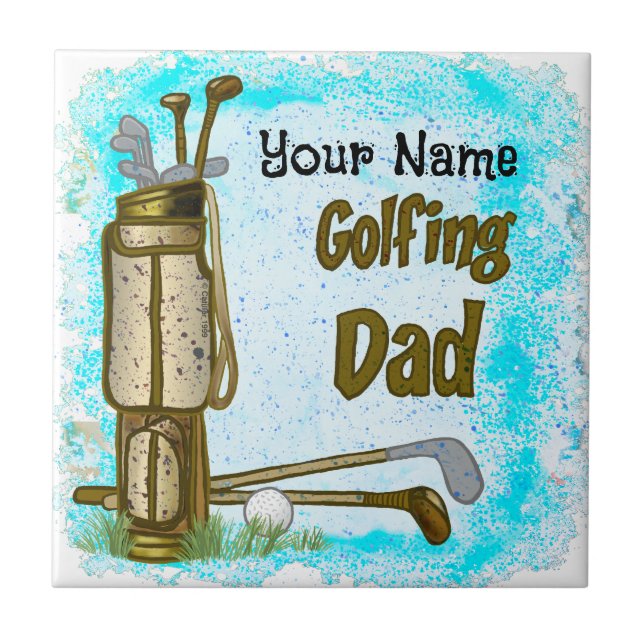 Golfing Golf Pappa Kakelplatta (Framsidan)