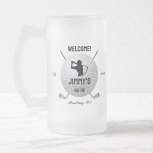 Golfing Golfer Boll Klubb Glass Frostat Ölglas