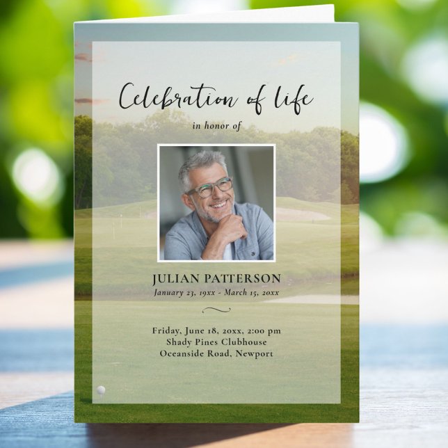 Golfing Golfer Photos Firande of Life Funeral Program (Skapare uppladdad)