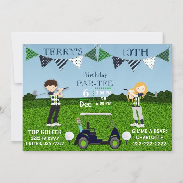 Golfing Golfers Tee Golf Cart Golf Boll Birthday (Framsida)