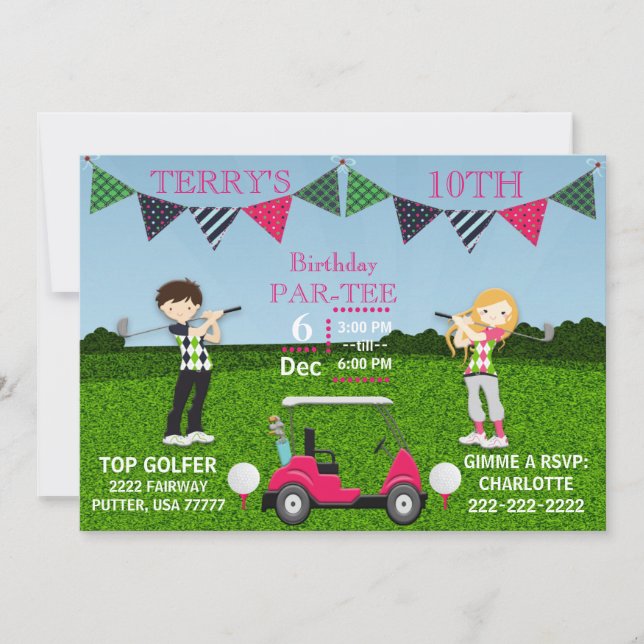 Golfing Golfers Tee Golf Cart Golf Boll Birthday (Framsida)