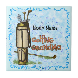 Golfing Grandma Kakelplatta