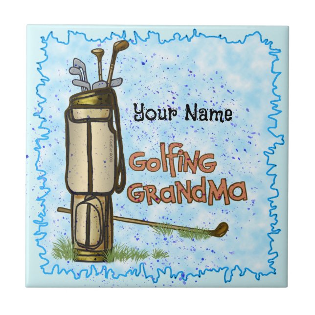 Golfing Grandma Kakelplatta (Framsidan)