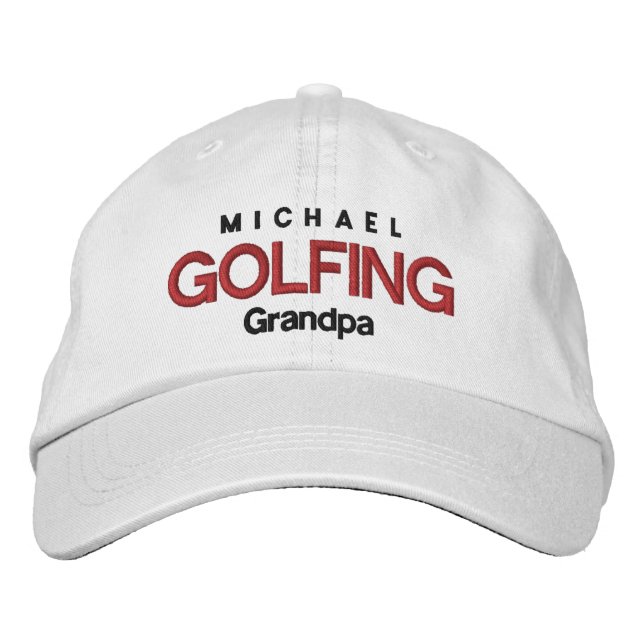 GOLFING GRANDPA-Personlig justerbar Hat V04 Broderad Keps (Framsida)
